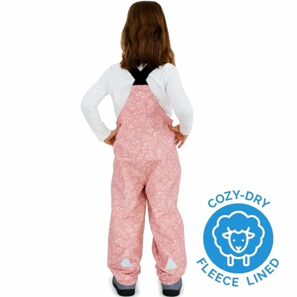 Kids Fleece Lined snow Rain Overalls Bibs - Picture 2 of 5